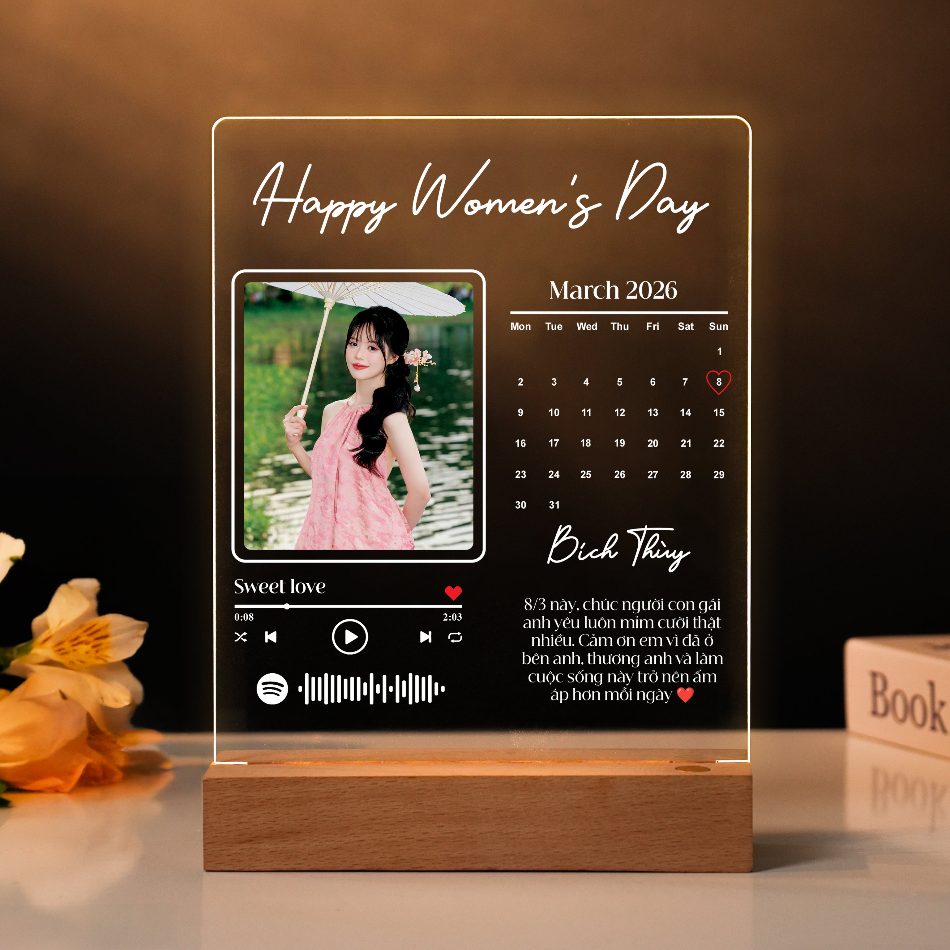 Quà tặng ĐÈN NGỦ IN HÌNH THEO YÊU CẦU - Quà Tặng Ngày Quốc Tế Phụ Nữ