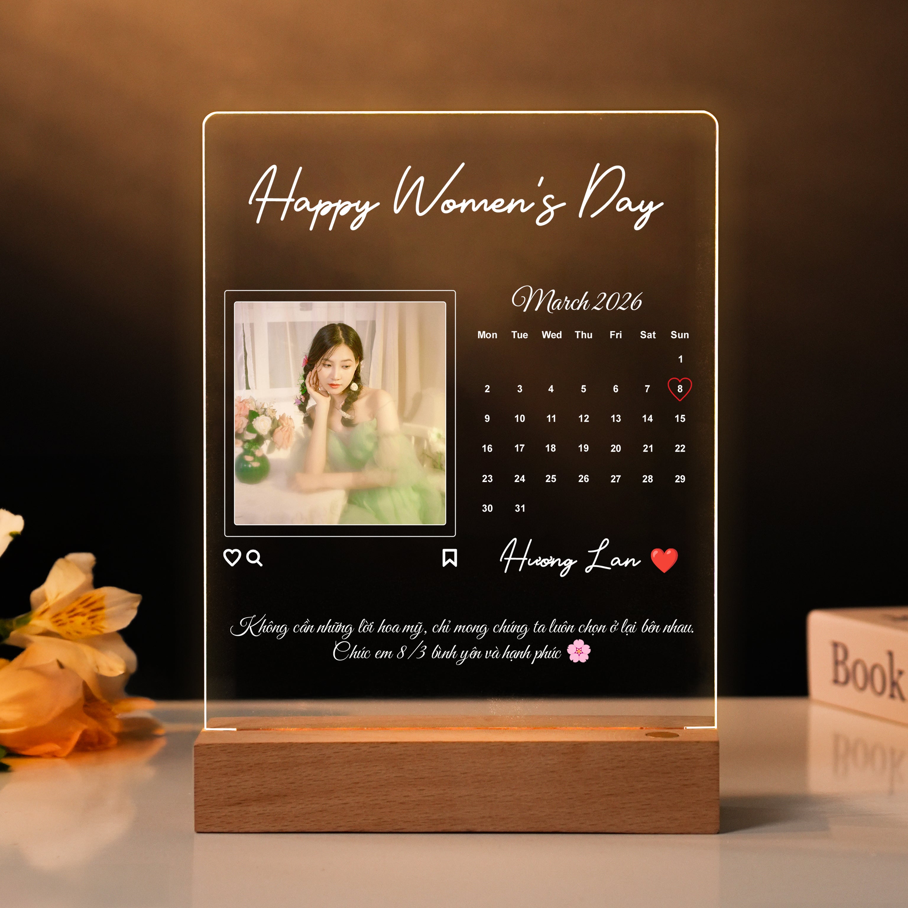 Quà tặng ĐÈN NGỦ IN HÌNH THEO YÊU CẦU - Quà Tặng Ngày Quốc Tế Phụ Nữ