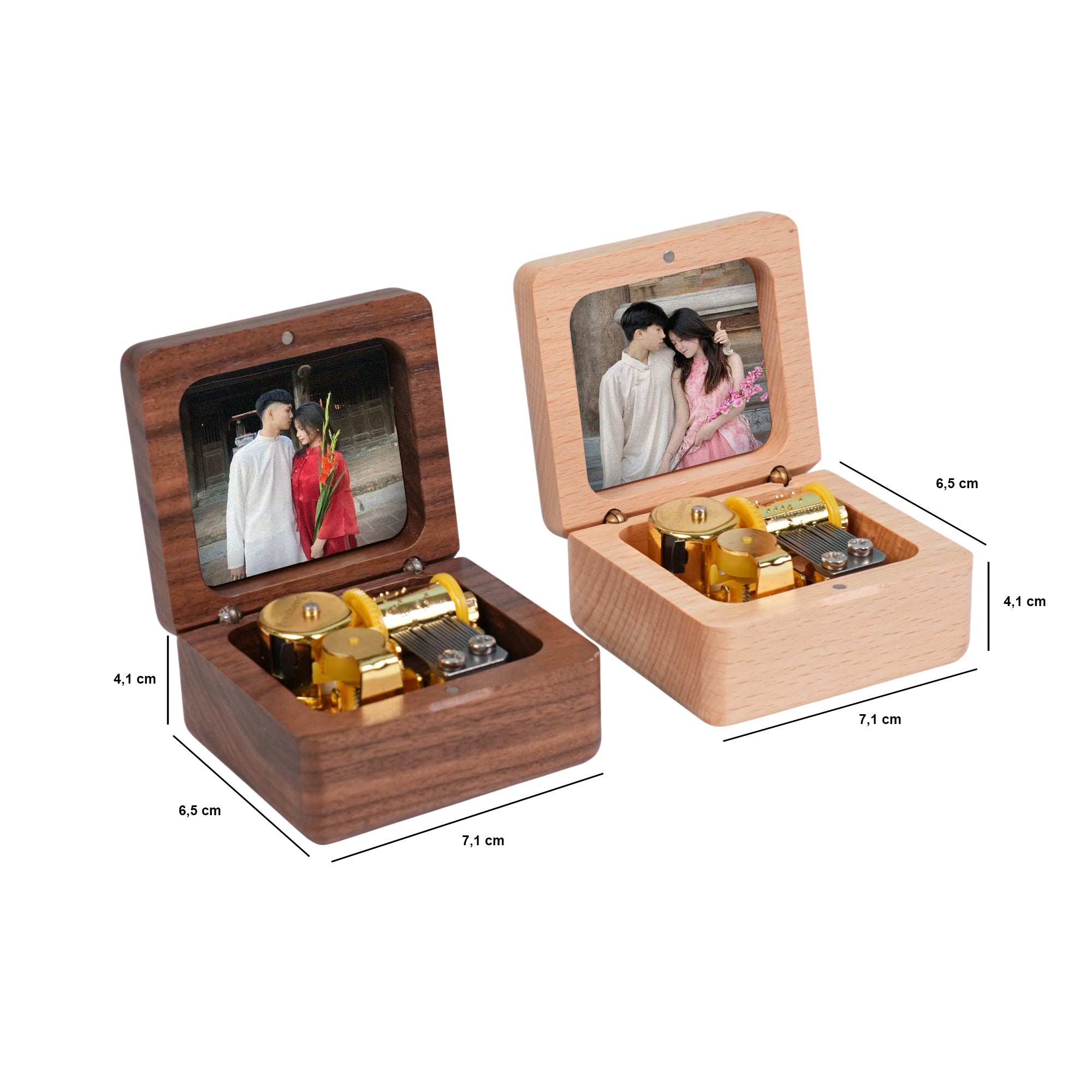 Hộp nhạc cót khắc tên, in hình theo yêu cầu, hộp gỗ óc chó cao cấp, musicbox - quà tặng sinh nhật, kỷ niệm